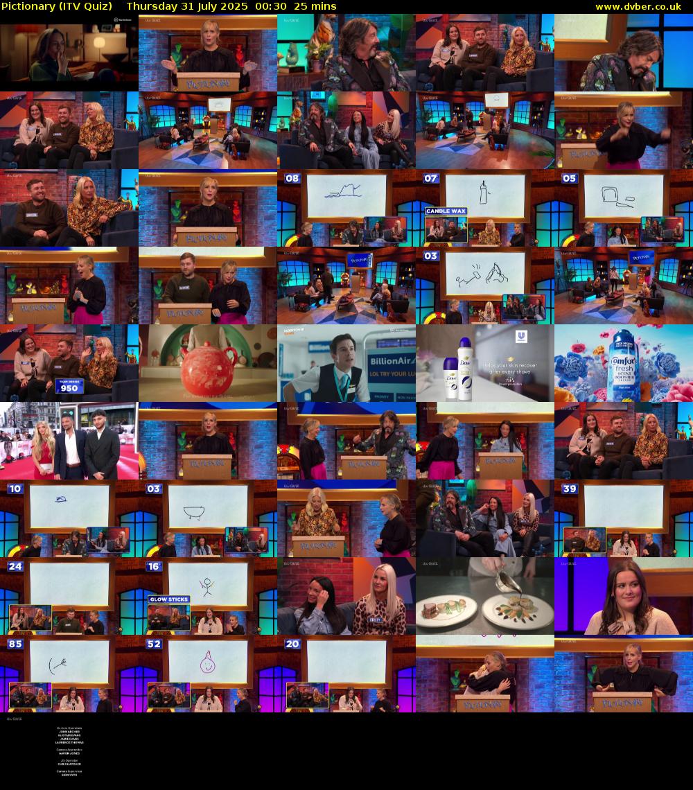 Pictionary (ITV Quiz) Thursday 31 July 2025 00:30 - 00:55