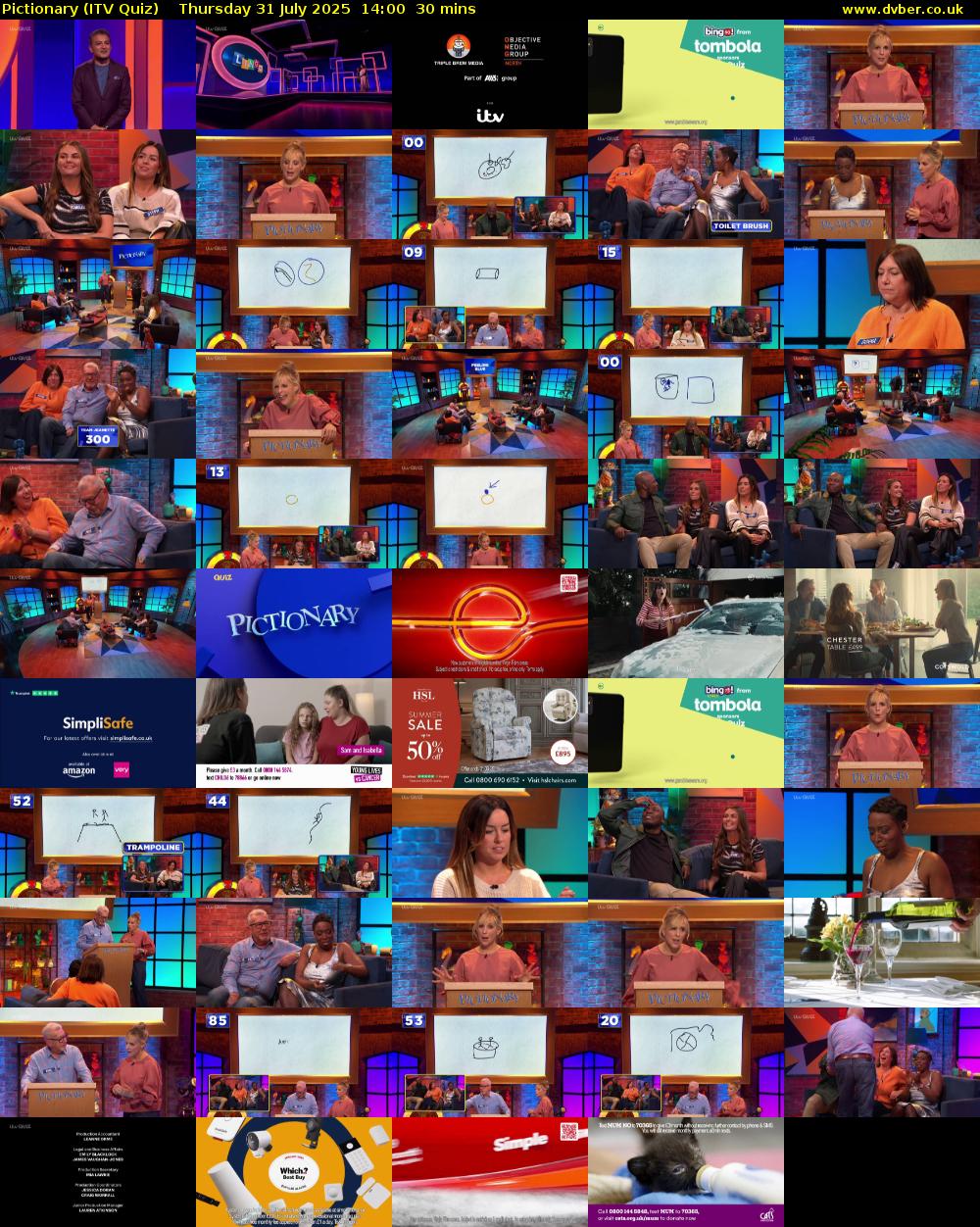 Pictionary (ITV Quiz) Thursday 31 July 2025 14:00 - 14:30