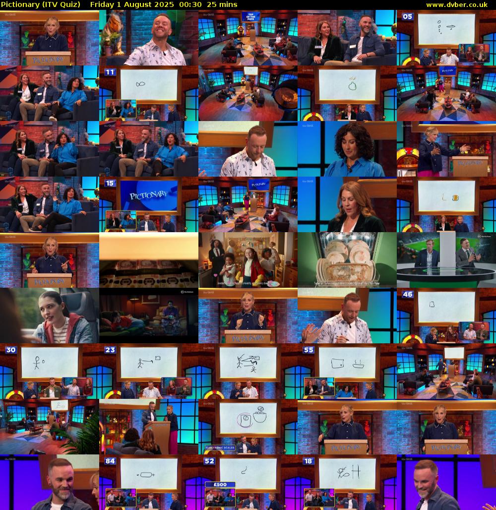 Pictionary (ITV Quiz) Friday 1 August 2025 00:30 - 00:55