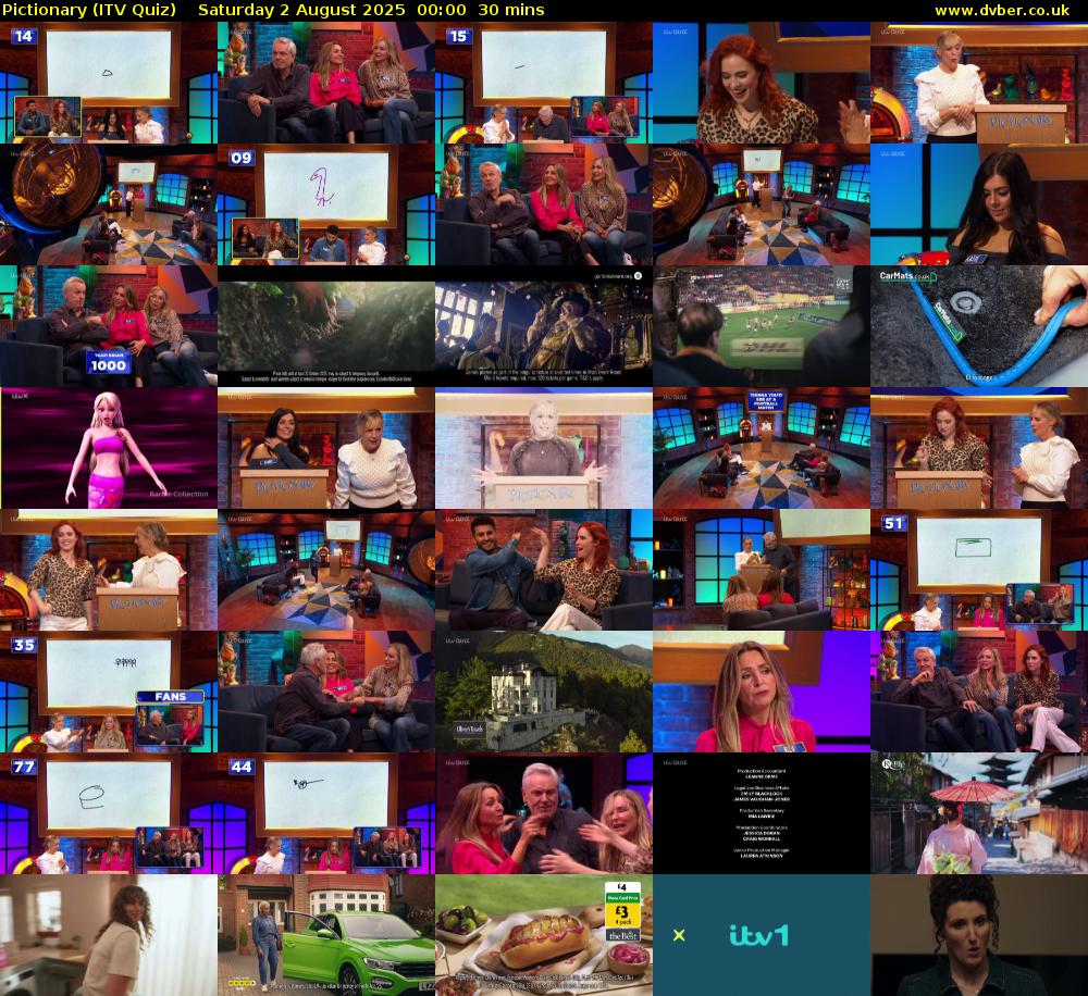 Pictionary (ITV Quiz) Saturday 2 August 2025 00:00 - 00:30