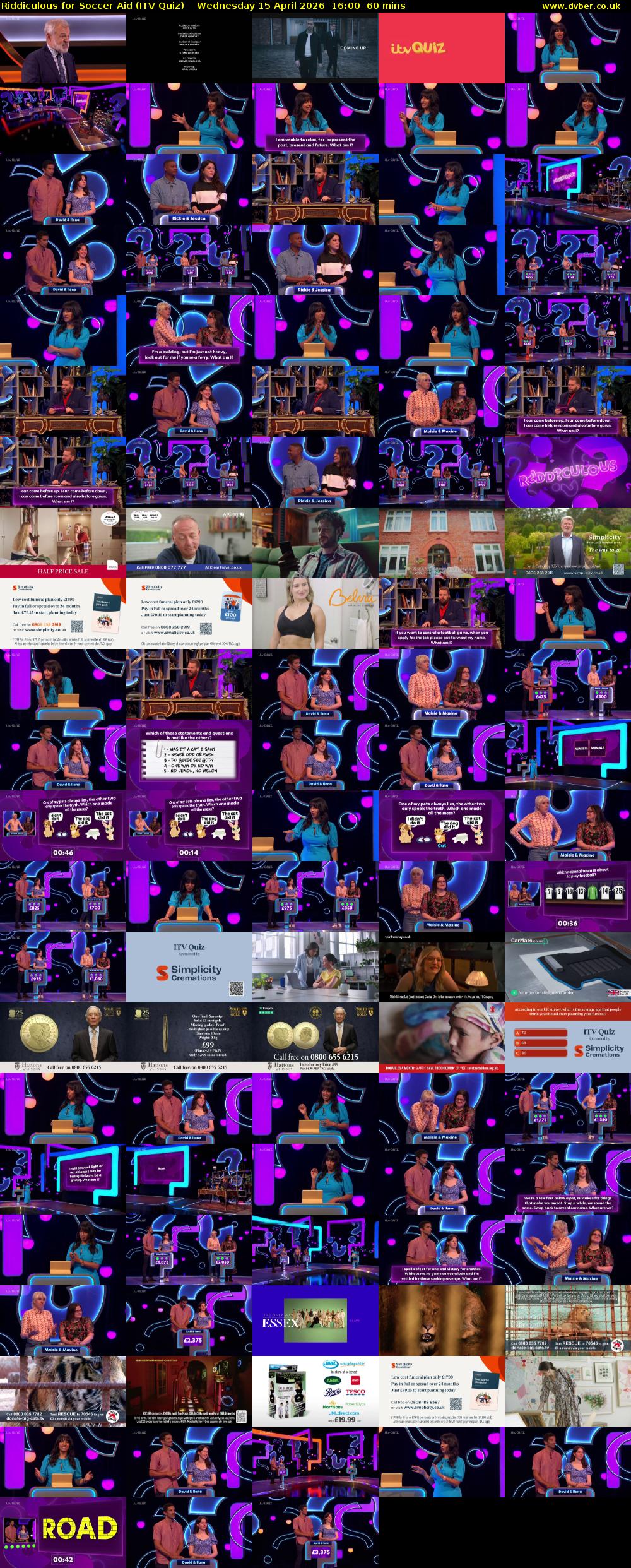 Riddiculous for Soccer Aid (ITV Quiz) Wednesday 15 April 2026 16:00 - 17:00