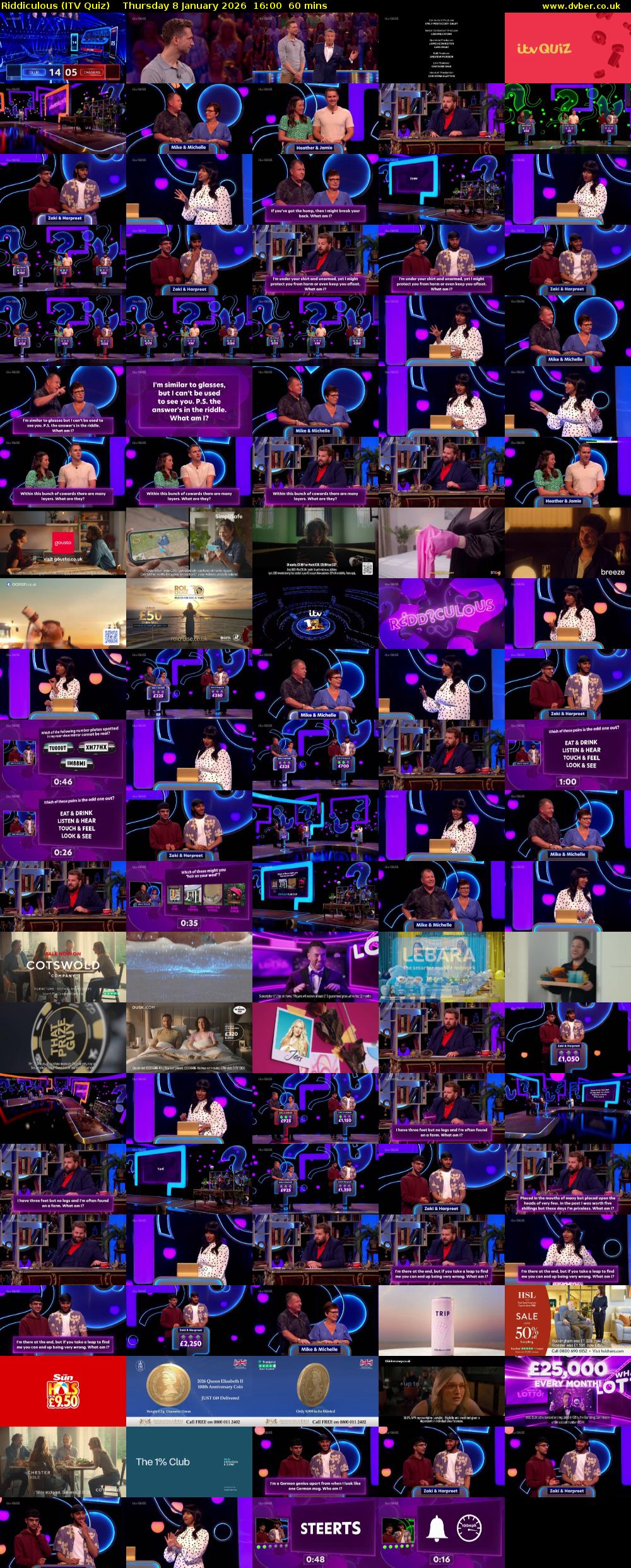 Riddiculous (ITV Quiz) Thursday 8 January 2026 16:00 - 17:00