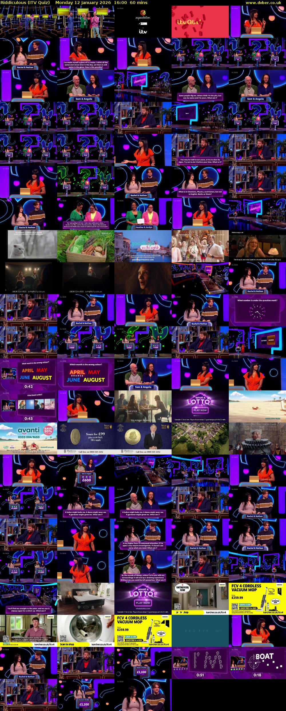 Riddiculous (ITV Quiz) Monday 12 January 2026 16:00 - 17:00