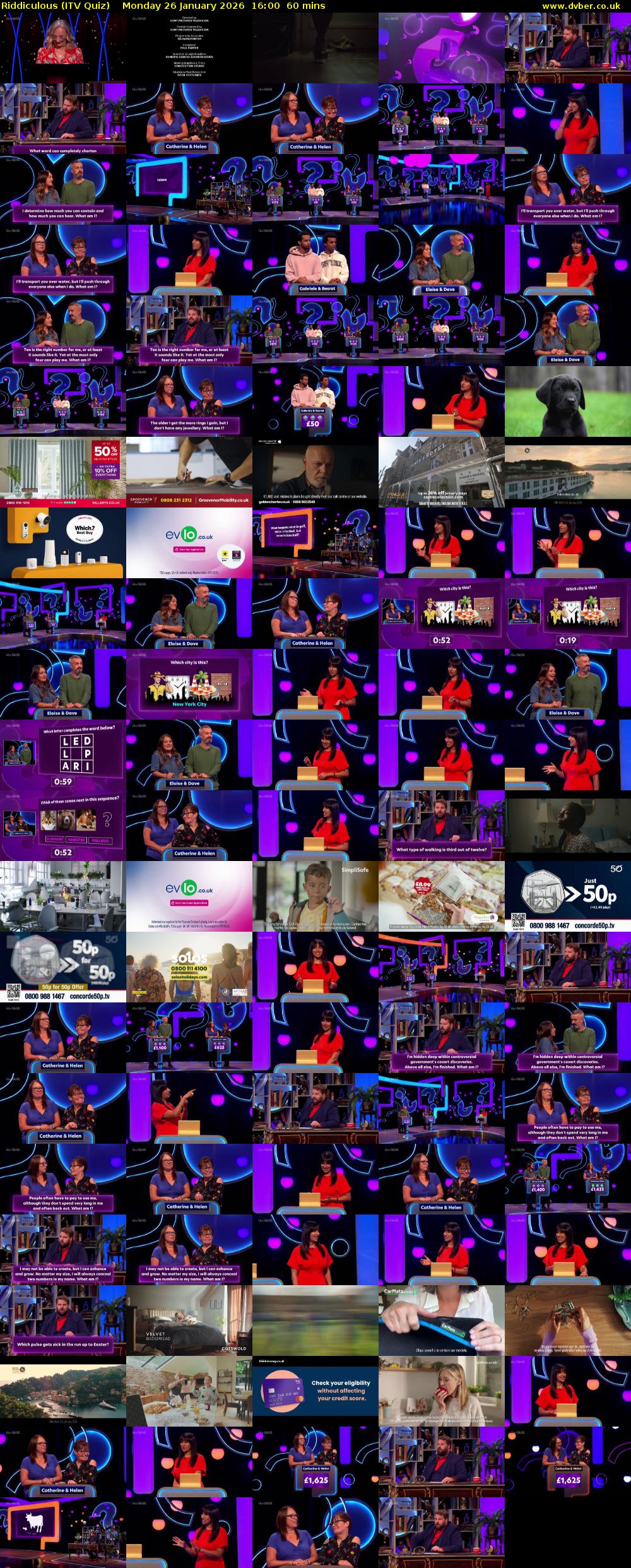 Riddiculous (ITV Quiz) Monday 26 January 2026 16:00 - 17:00