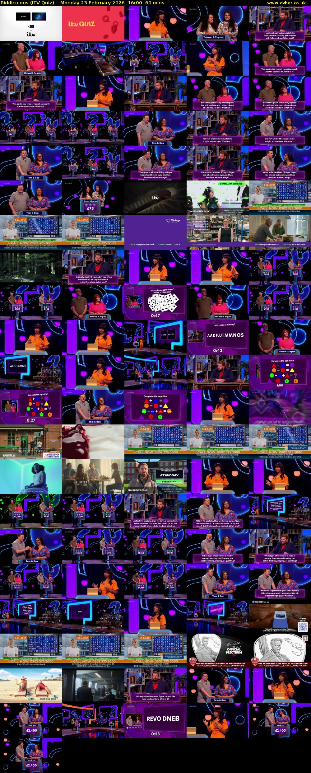 Riddiculous (ITV Quiz) Monday 23 February 2026 16:00 - 17:00