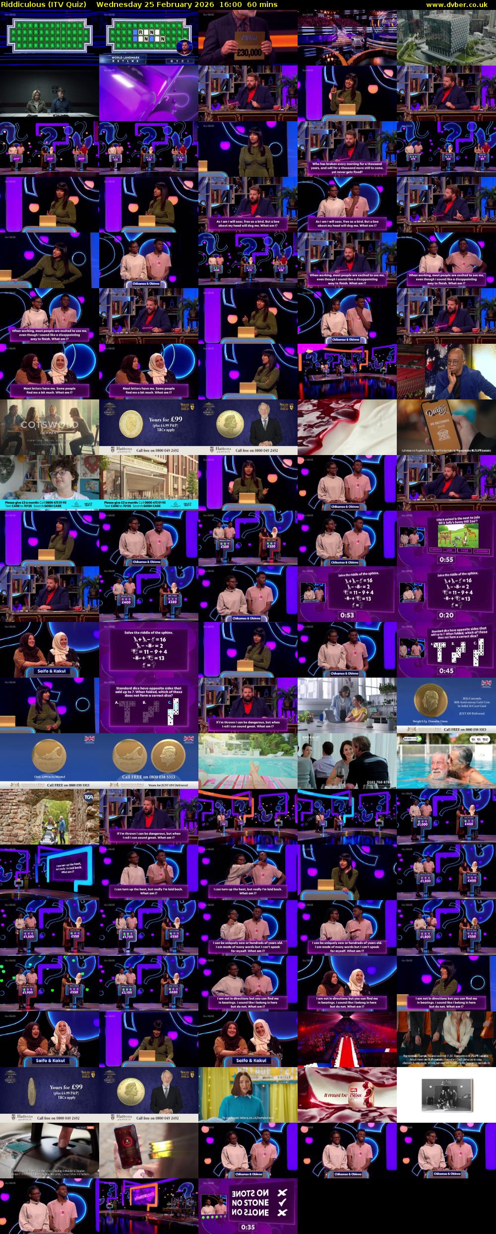 Riddiculous (ITV Quiz) Wednesday 25 February 2026 16:00 - 17:00