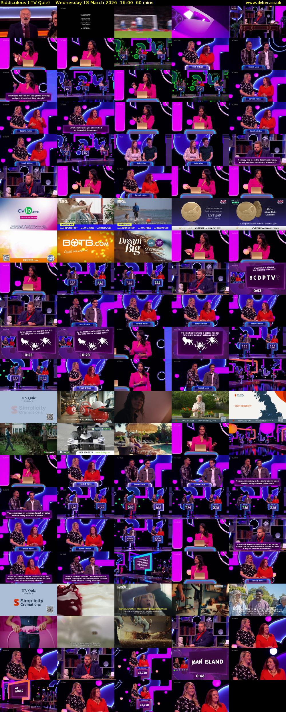 Riddiculous (ITV Quiz) Wednesday 18 March 2026 16:00 - 17:00