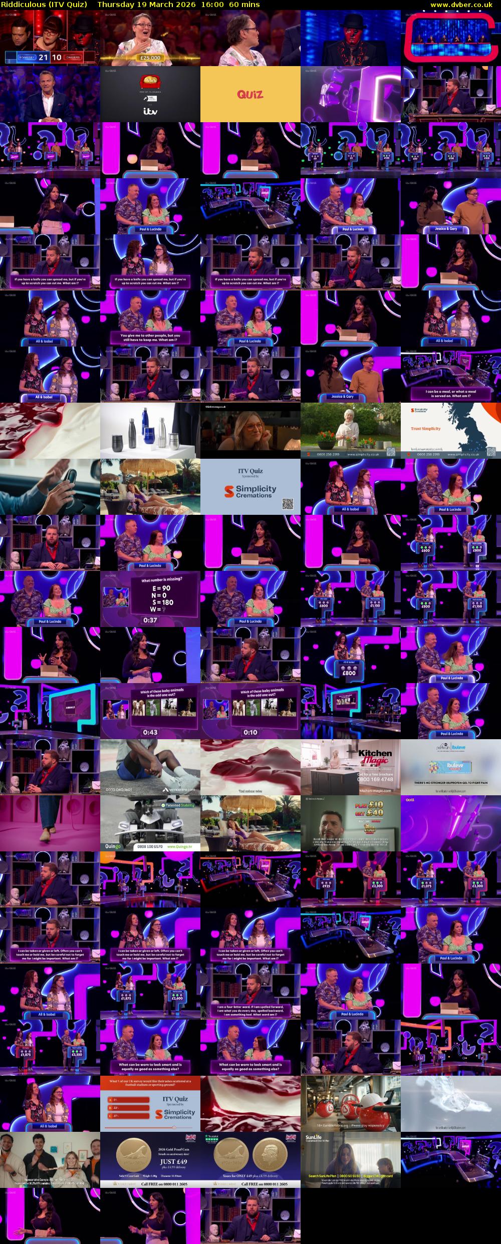 Riddiculous (ITV Quiz) Thursday 19 March 2026 16:00 - 17:00