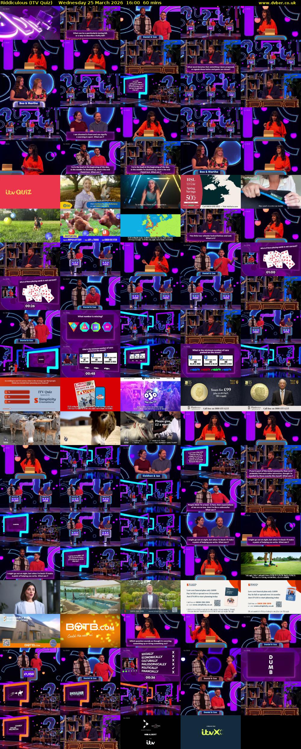Riddiculous (ITV Quiz) Wednesday 25 March 2026 16:00 - 17:00
