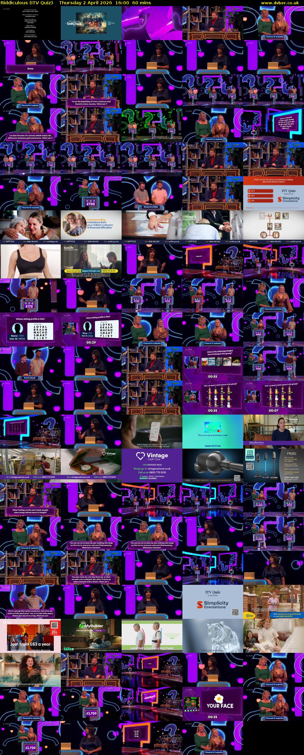 Riddiculous (ITV Quiz) Thursday 2 April 2026 16:00 - 17:00