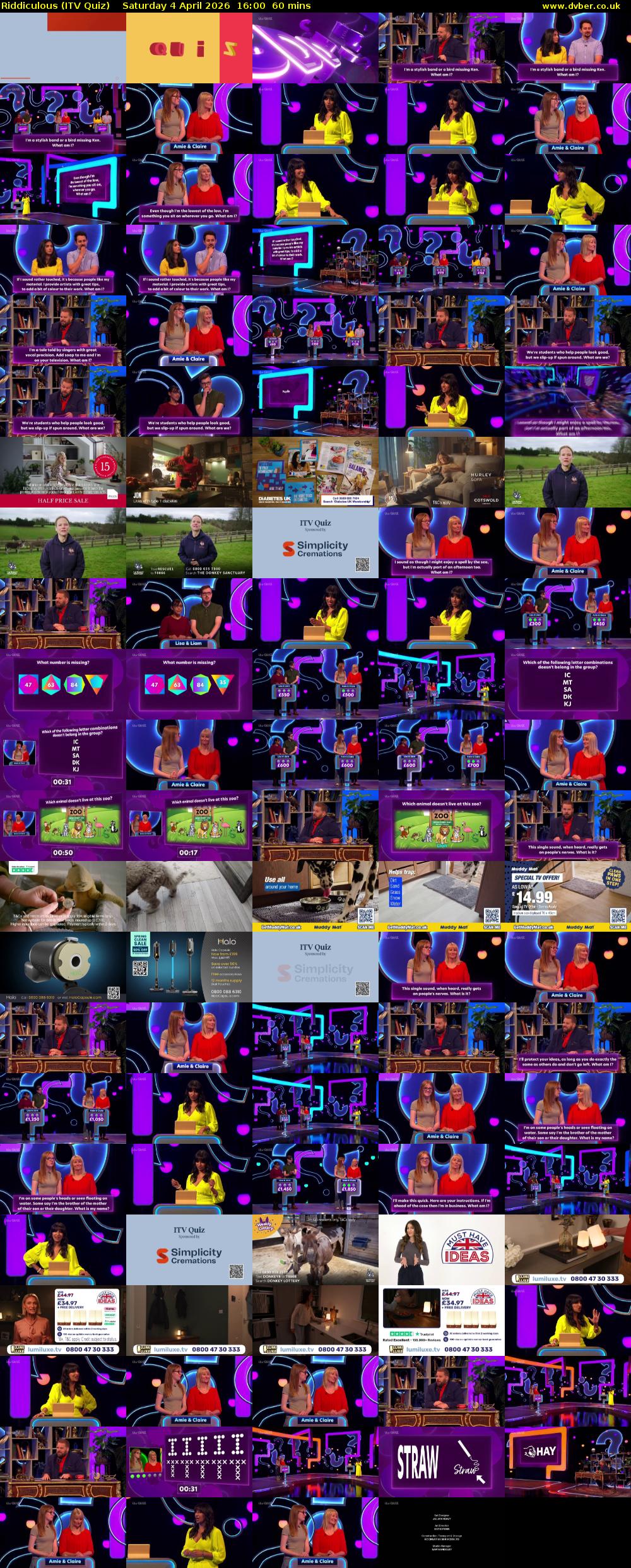 Riddiculous (ITV Quiz) Saturday 4 April 2026 16:00 - 17:00