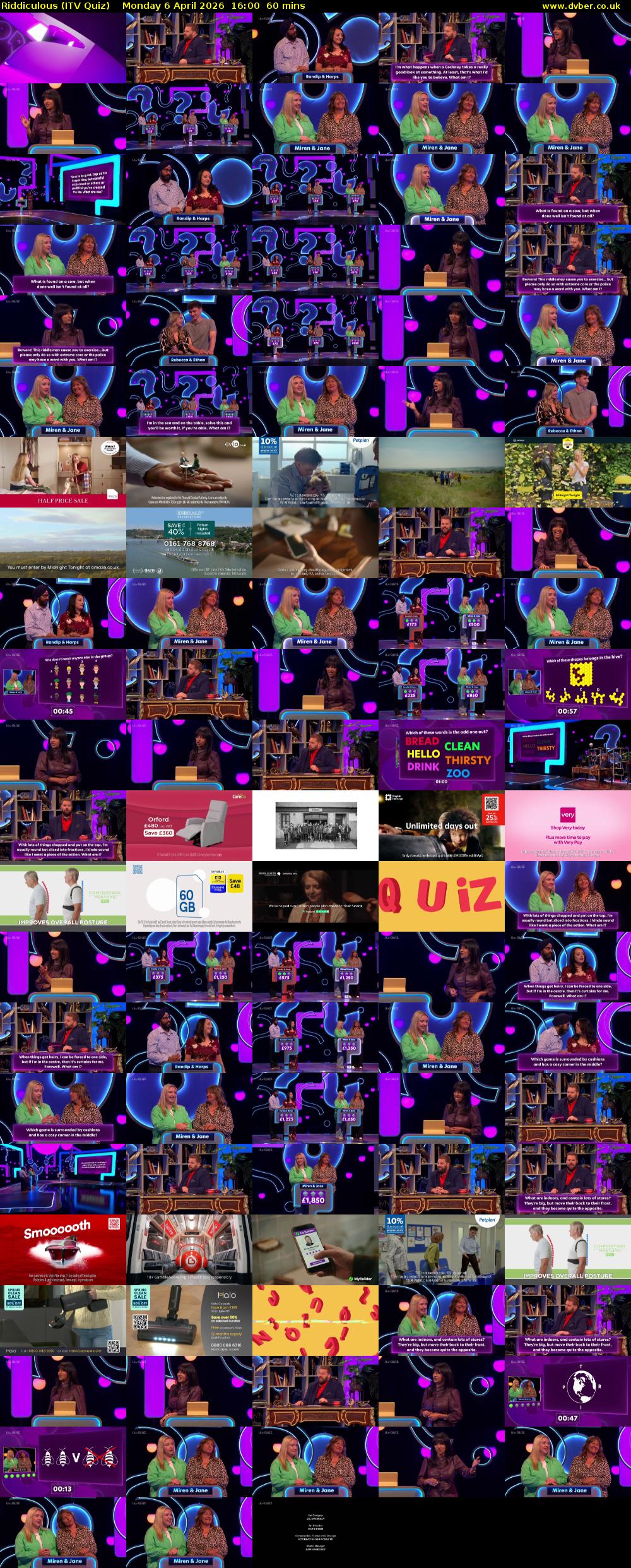 Riddiculous (ITV Quiz) Monday 6 April 2026 16:00 - 17:00
