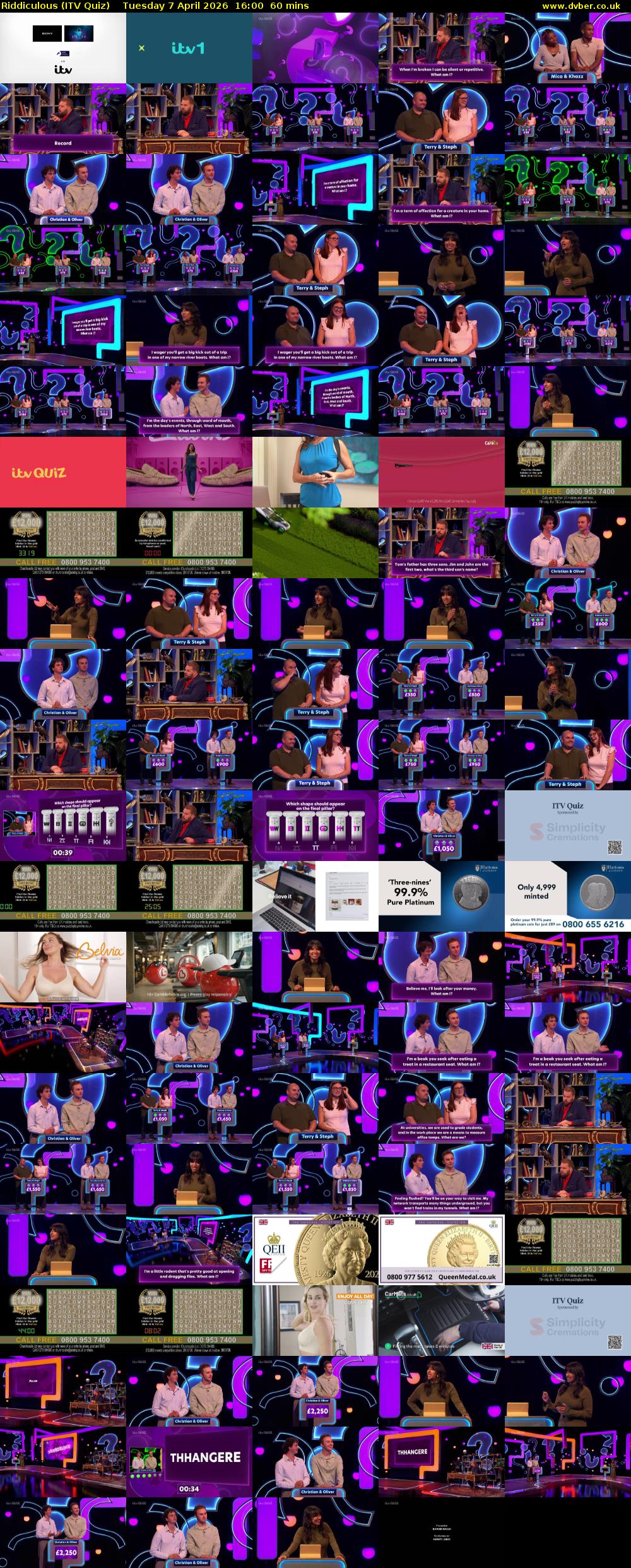 Riddiculous (ITV Quiz) Tuesday 7 April 2026 16:00 - 17:00