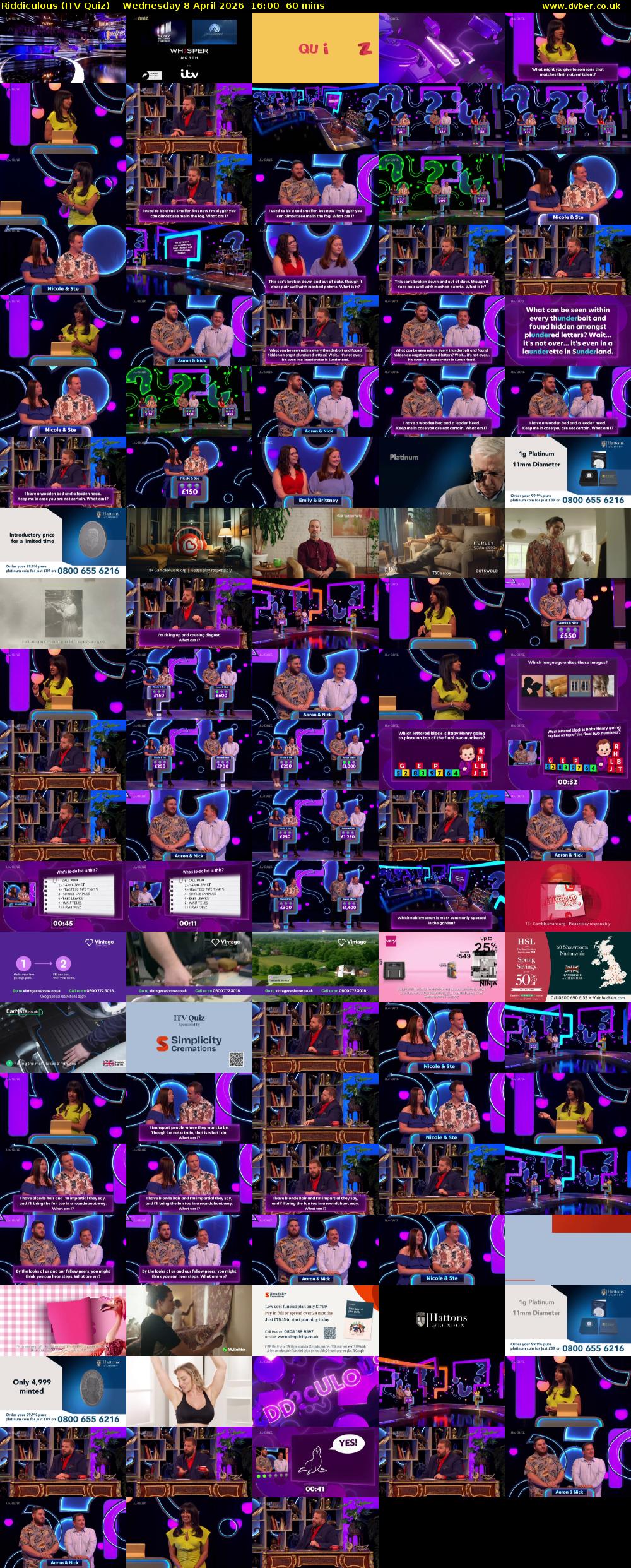 Riddiculous (ITV Quiz) Wednesday 8 April 2026 16:00 - 17:00