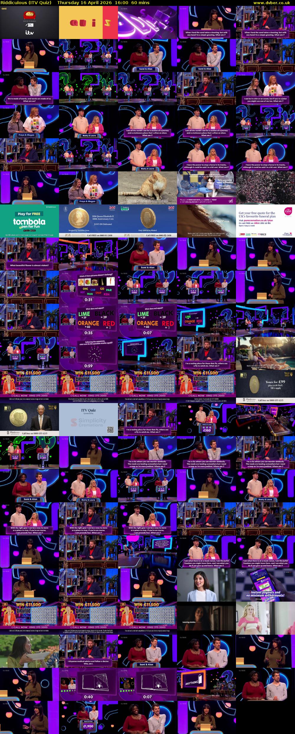 Riddiculous (ITV Quiz) Thursday 16 April 2026 16:00 - 17:00