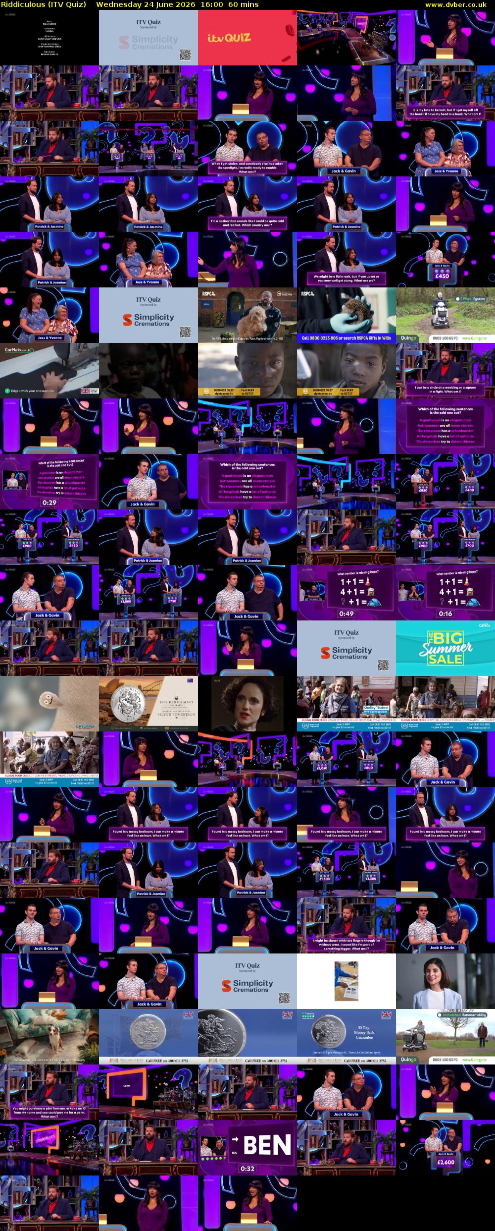 Riddiculous (ITV Quiz) Wednesday 24 June 2026 16:00 - 17:00