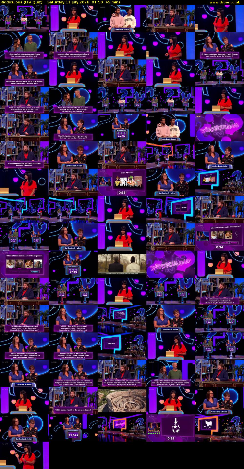 Riddiculous (ITV Quiz) Saturday 11 July 2026 01:50 - 02:35