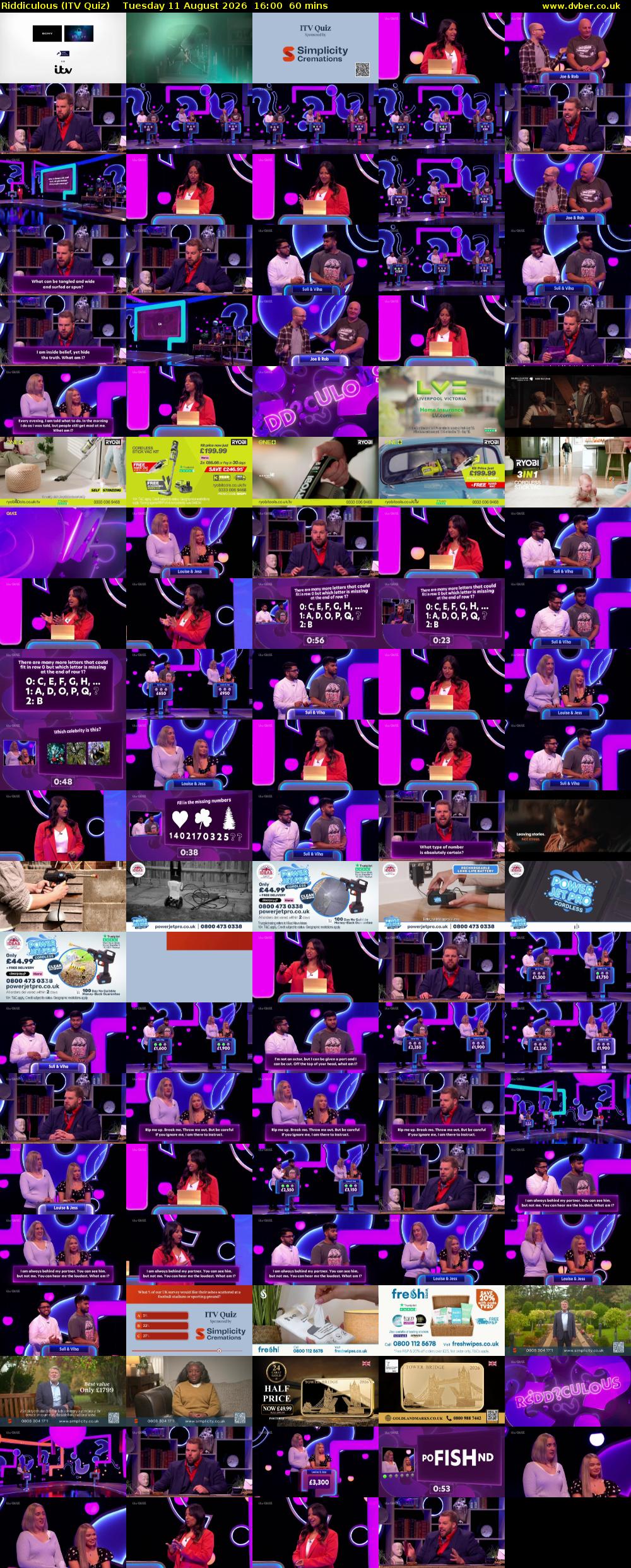 Riddiculous (ITV Quiz) Tuesday 11 August 2026 16:00 - 17:00