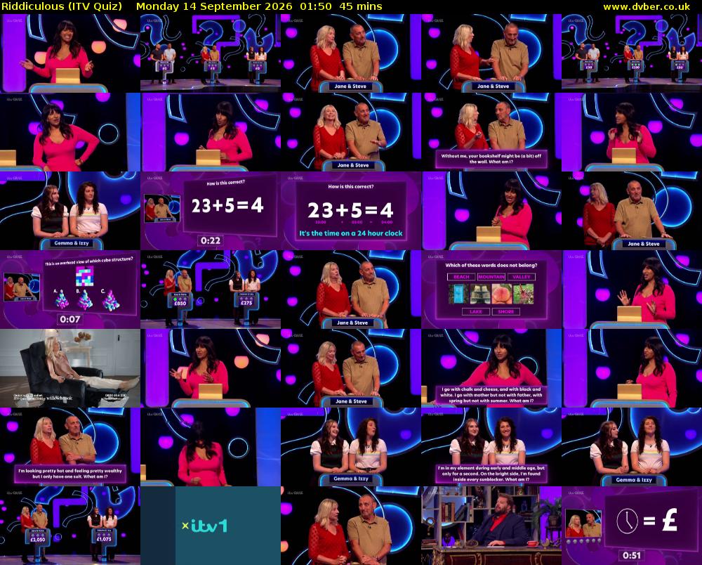 Riddiculous (ITV Quiz) Monday 14 September 2026 01:50 - 02:35