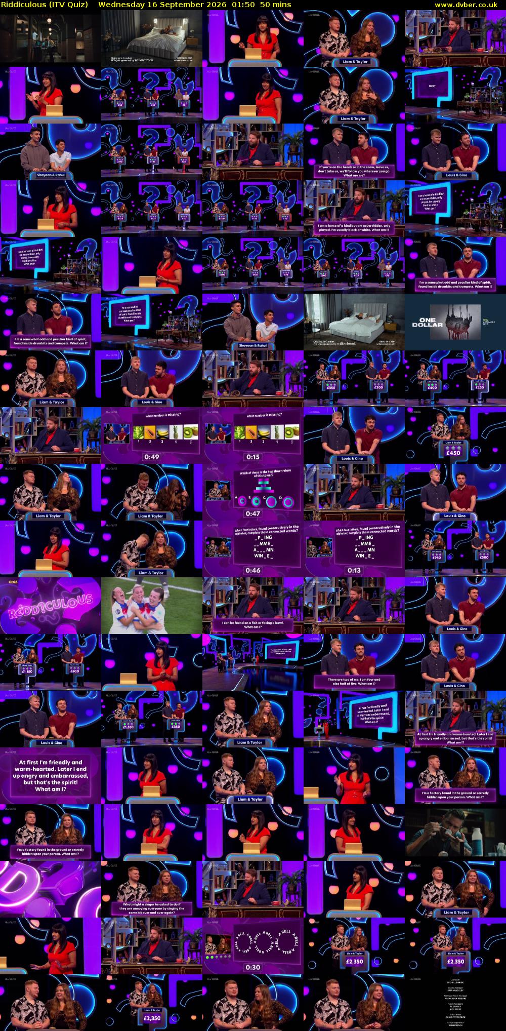 Riddiculous (ITV Quiz) Wednesday 16 September 2026 01:50 - 02:40