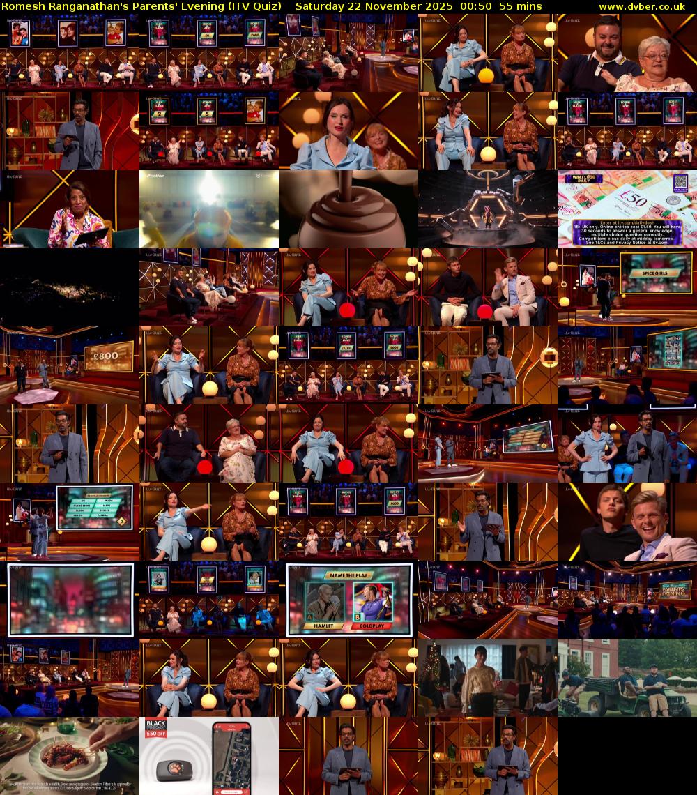 Romesh Ranganathan's Parents' Evening (ITV Quiz) Saturday 22 November 2025 00:50 - 01:45