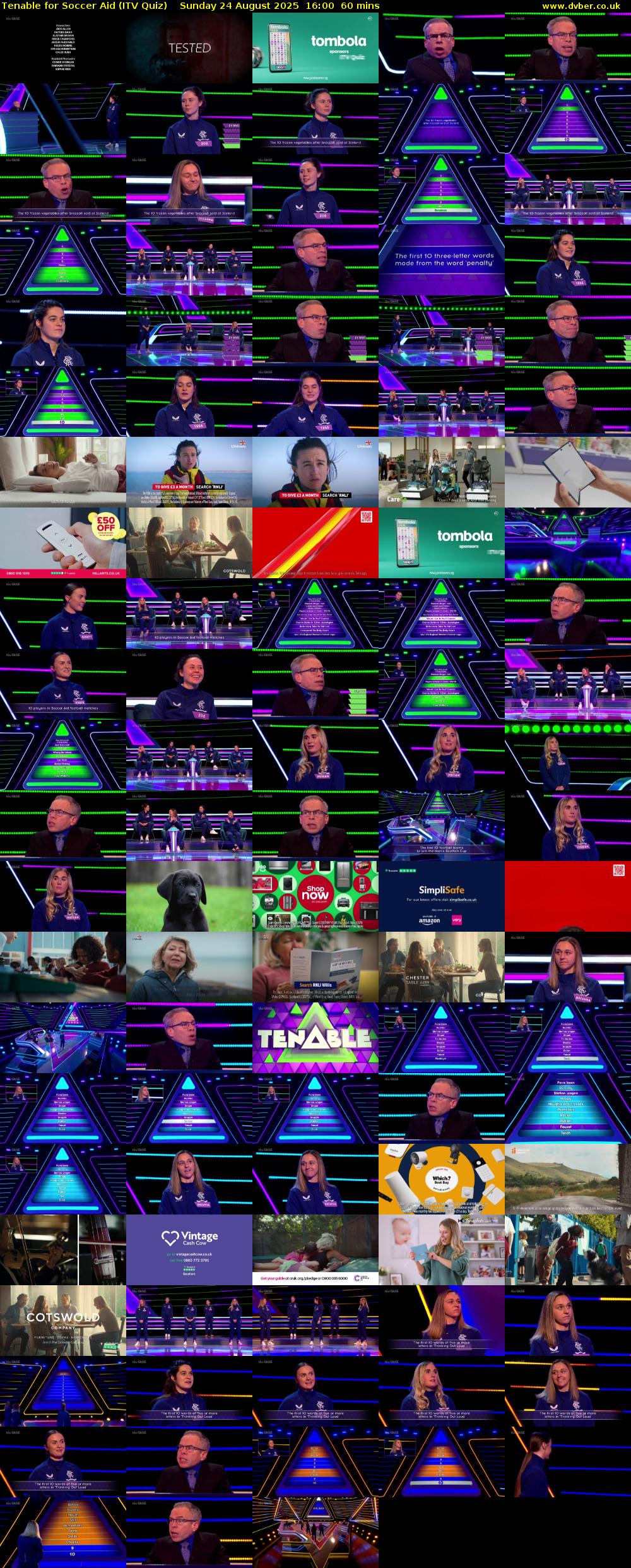 Tenable for Soccer Aid (ITV Quiz) Sunday 24 August 2025 16:00 - 17:00