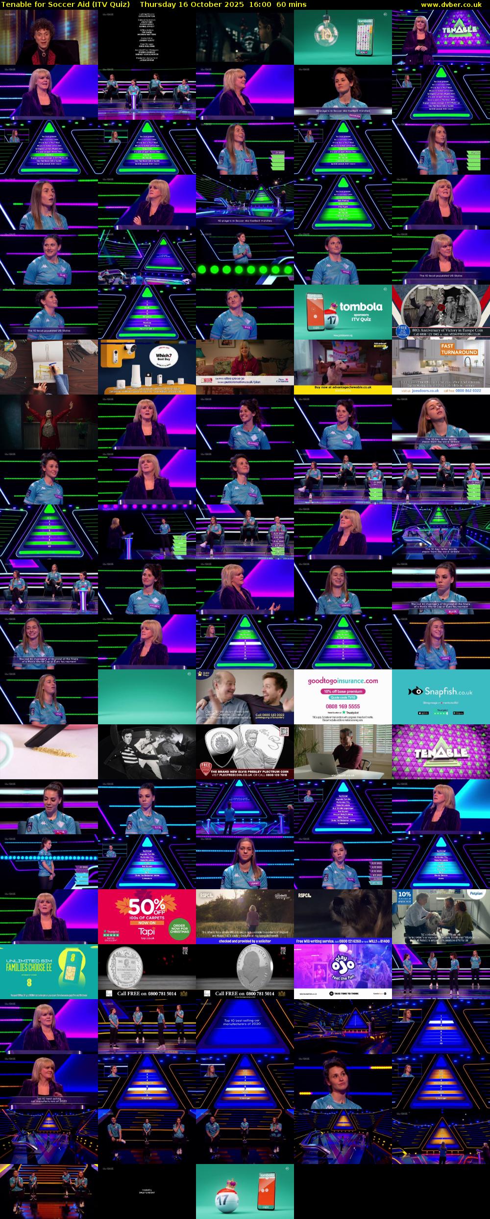 Tenable for Soccer Aid (ITV Quiz) Thursday 16 October 2025 16:00 - 17:00