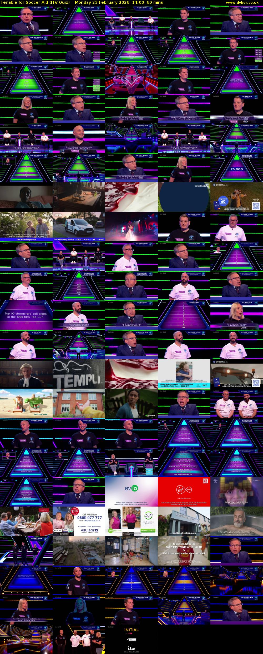 Tenable for Soccer Aid (ITV Quiz) Monday 23 February 2026 14:00 - 15:00