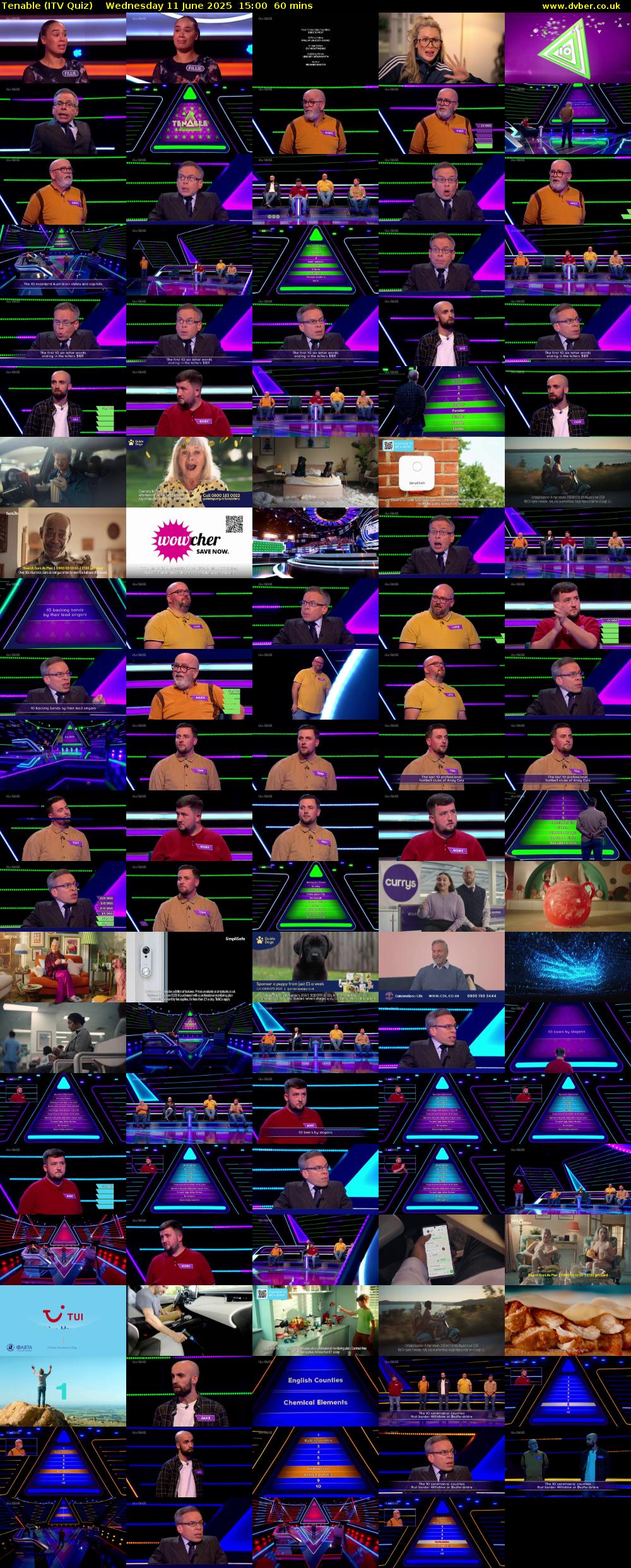 Tenable (ITV Quiz) Wednesday 11 June 2025 15:00 - 16:00