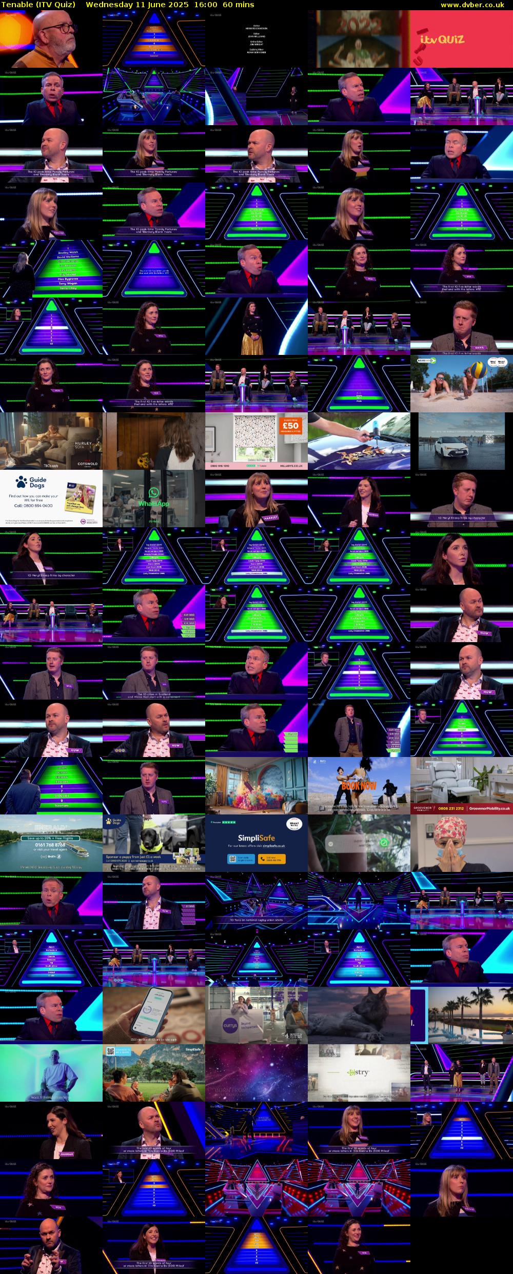 Tenable (ITV Quiz) Wednesday 11 June 2025 16:00 - 17:00