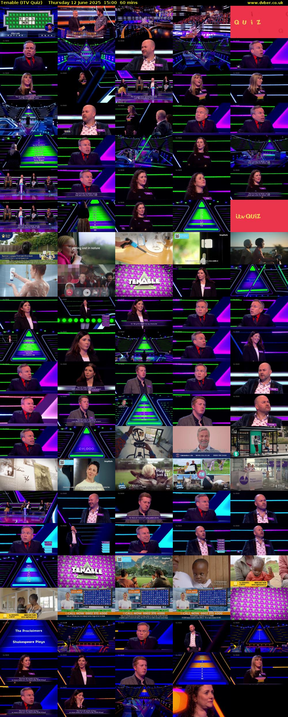 Tenable (ITV Quiz) Thursday 12 June 2025 15:00 - 16:00