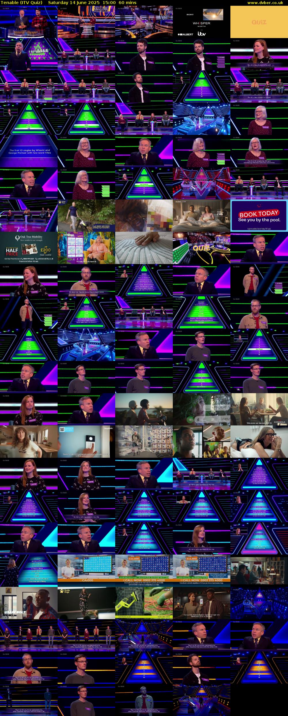 Tenable (ITV Quiz) Saturday 14 June 2025 15:00 - 16:00