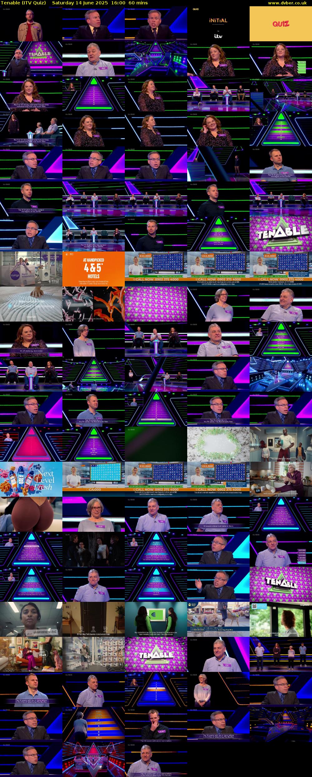 Tenable (ITV Quiz) Saturday 14 June 2025 16:00 - 17:00