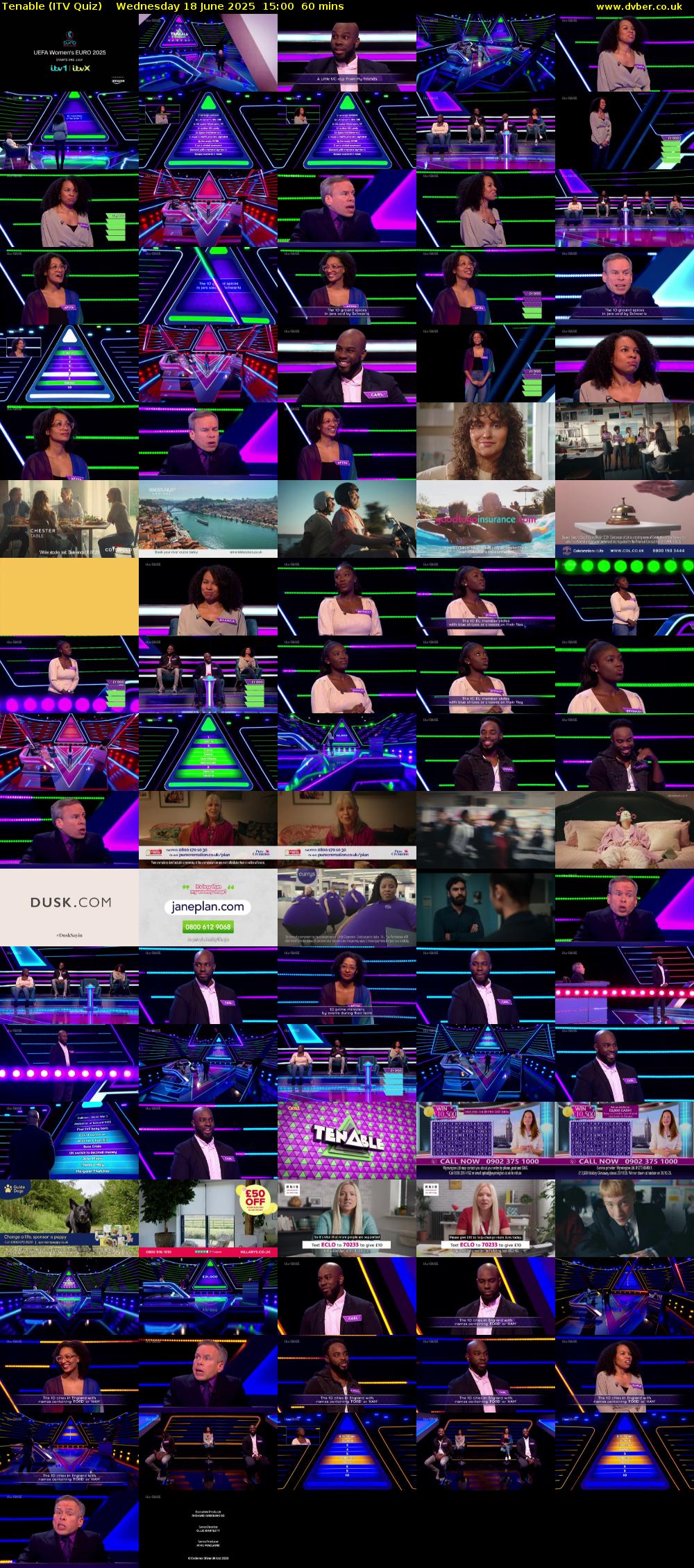 Tenable (ITV Quiz) Wednesday 18 June 2025 15:00 - 16:00