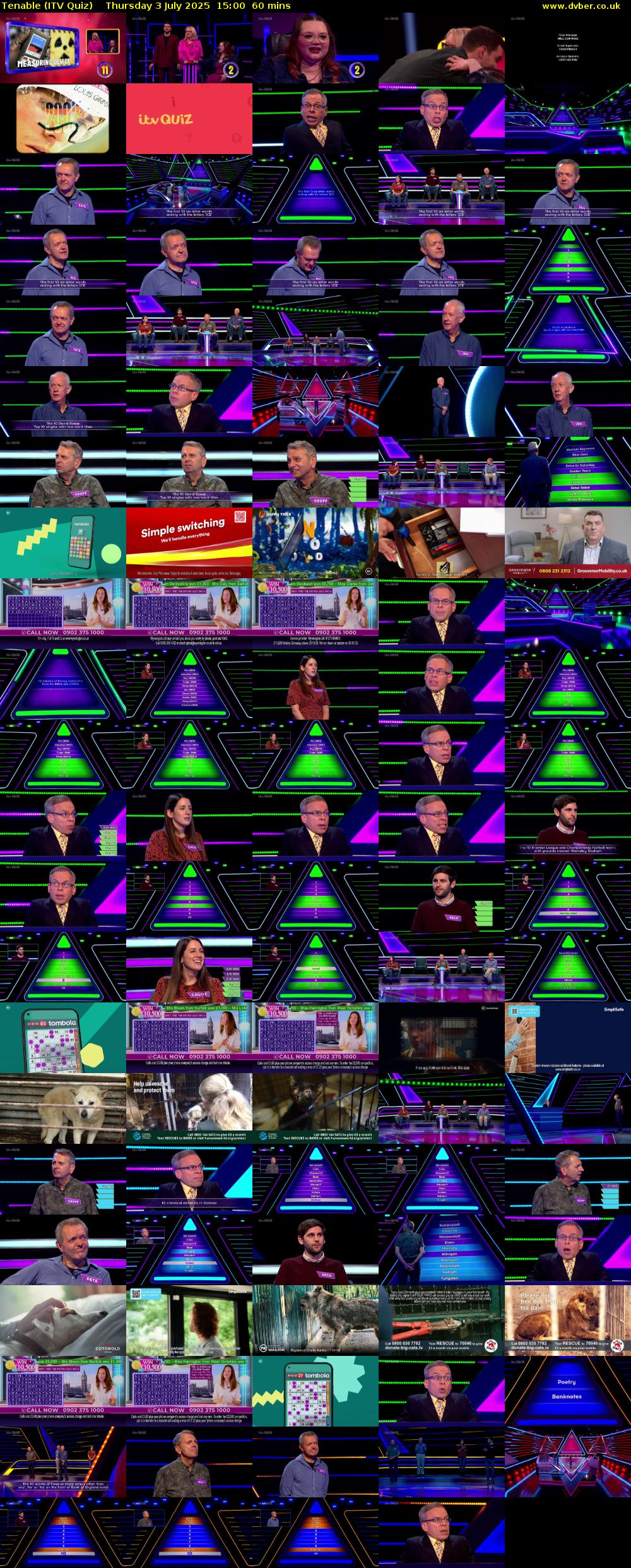 Tenable (ITV Quiz) Thursday 3 July 2025 15:00 - 16:00