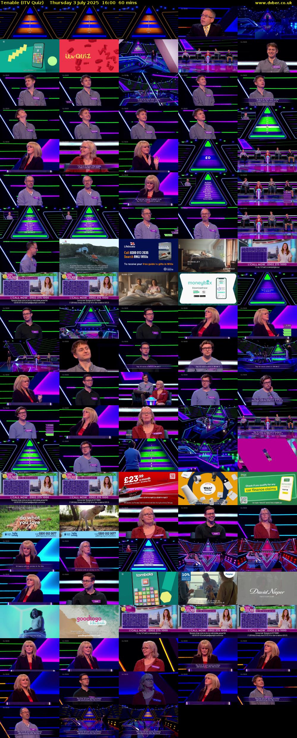 Tenable (ITV Quiz) Thursday 3 July 2025 16:00 - 17:00