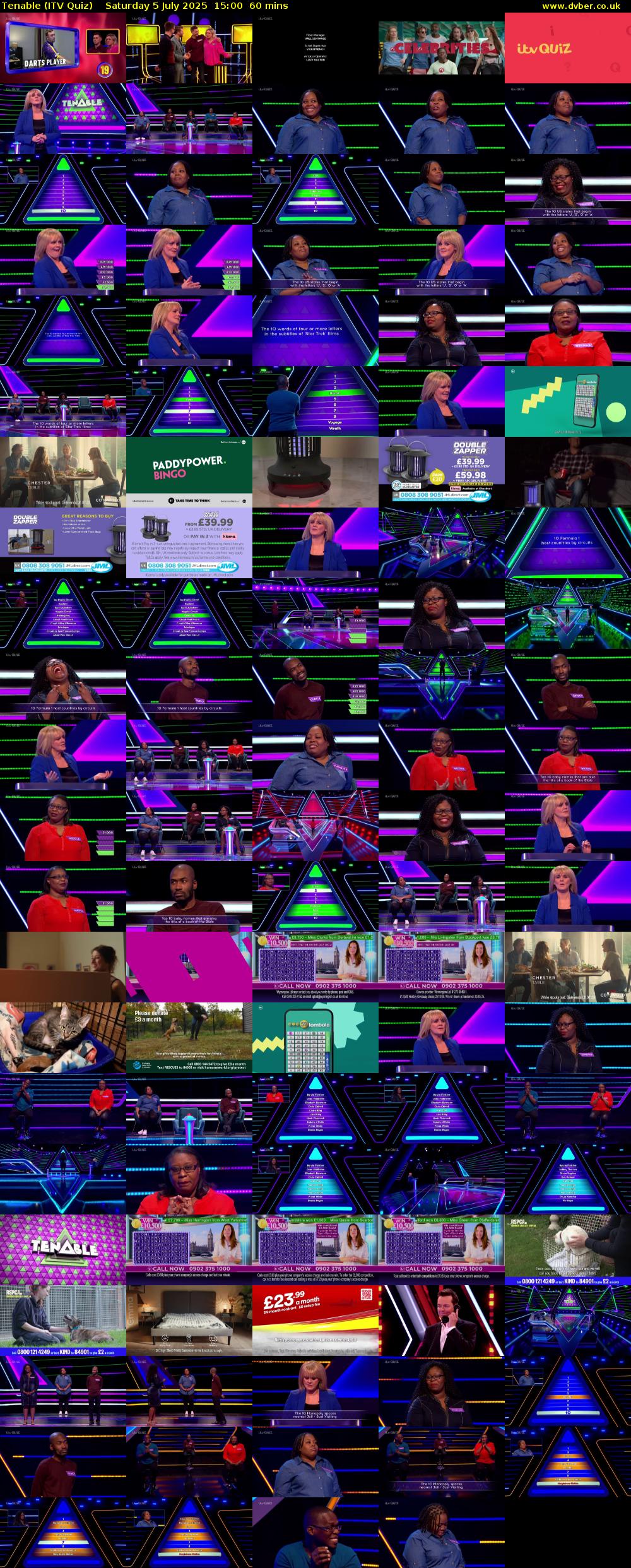Tenable (ITV Quiz) Saturday 5 July 2025 15:00 - 16:00