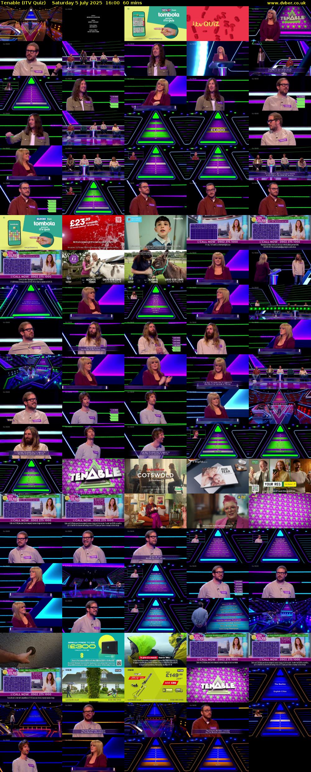 Tenable (ITV Quiz) Saturday 5 July 2025 16:00 - 17:00