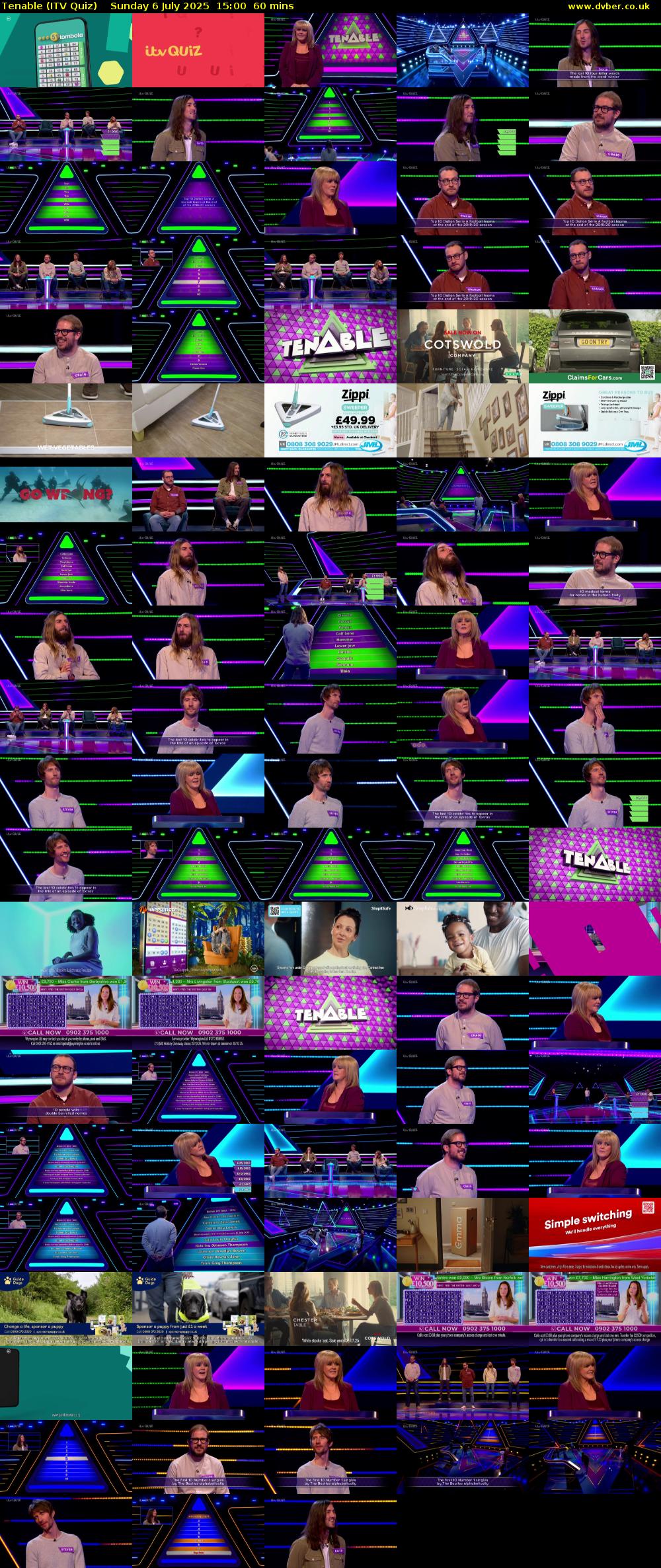 Tenable (ITV Quiz) Sunday 6 July 2025 15:00 - 16:00