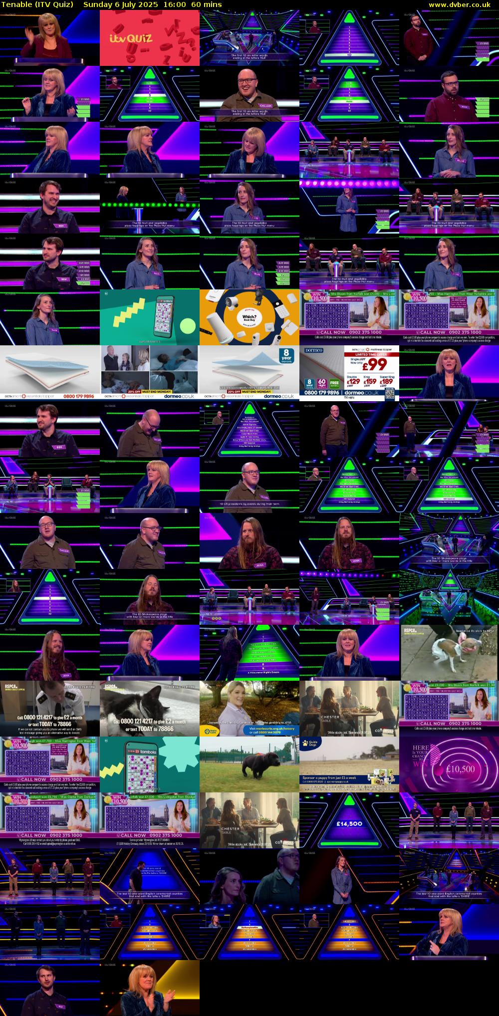 Tenable (ITV Quiz) Sunday 6 July 2025 16:00 - 17:00