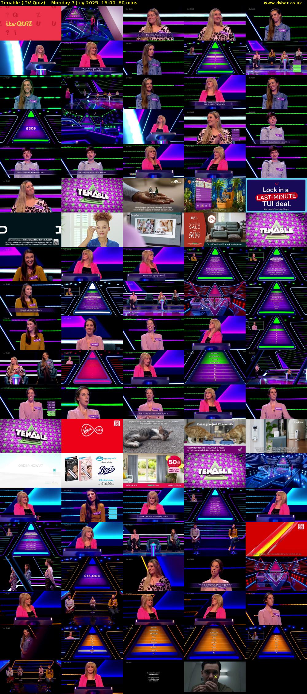 Tenable (ITV Quiz) Monday 7 July 2025 16:00 - 17:00