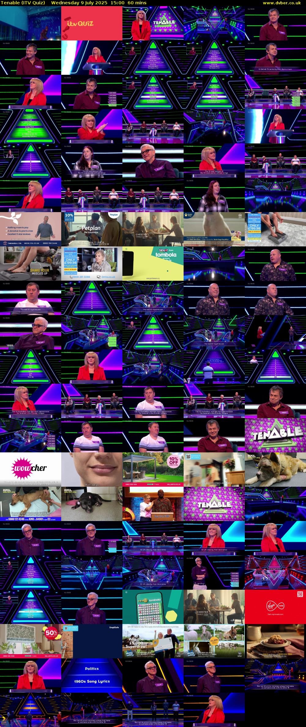 Tenable (ITV Quiz) Wednesday 9 July 2025 15:00 - 16:00