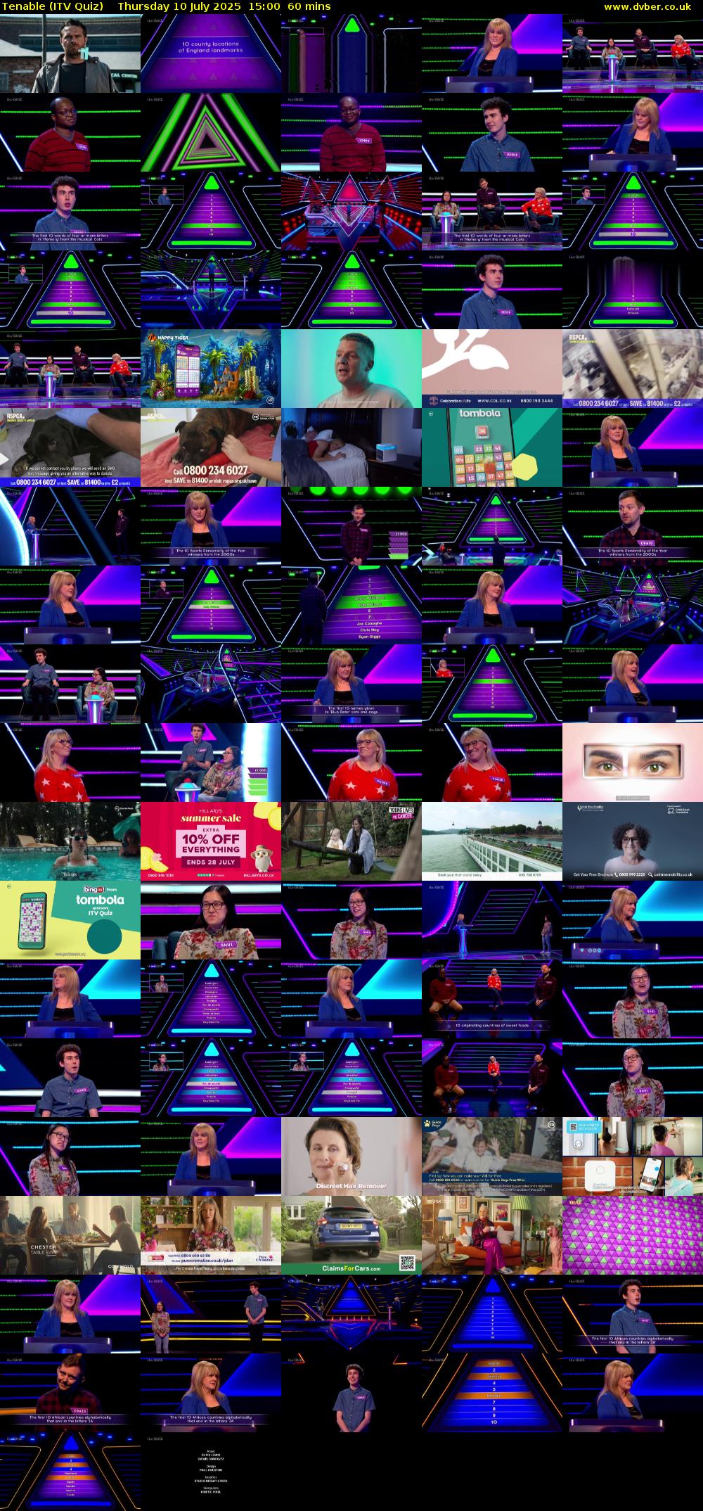 Tenable (ITV Quiz) Thursday 10 July 2025 15:00 - 16:00