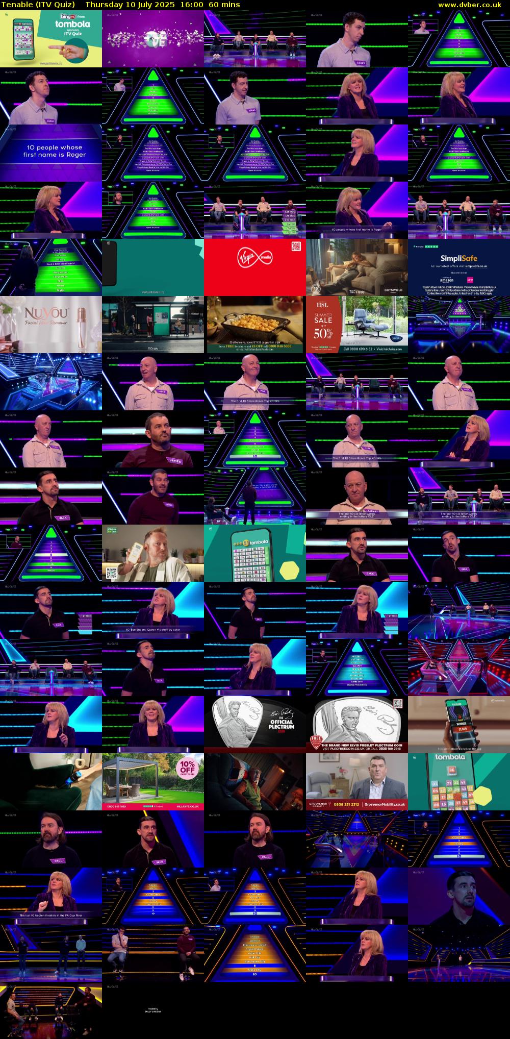 Tenable (ITV Quiz) Thursday 10 July 2025 16:00 - 17:00