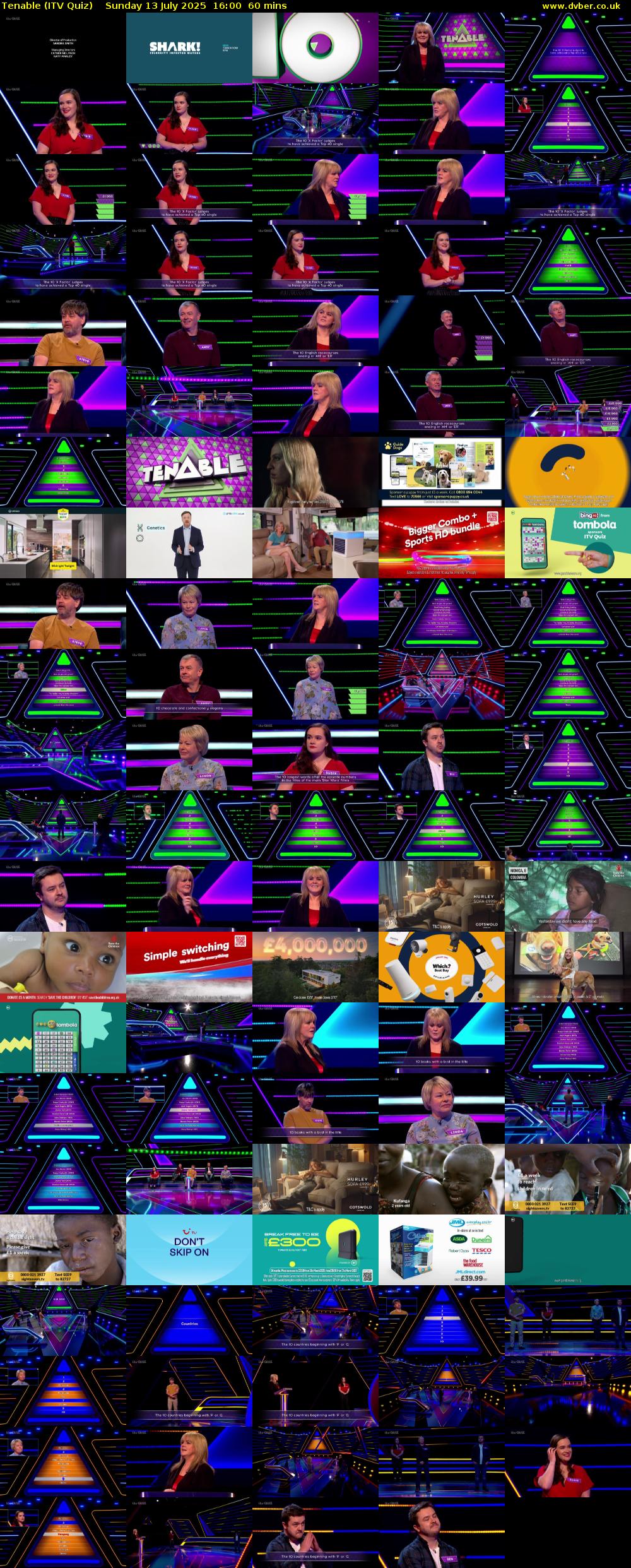 Tenable (ITV Quiz) Sunday 13 July 2025 16:00 - 17:00