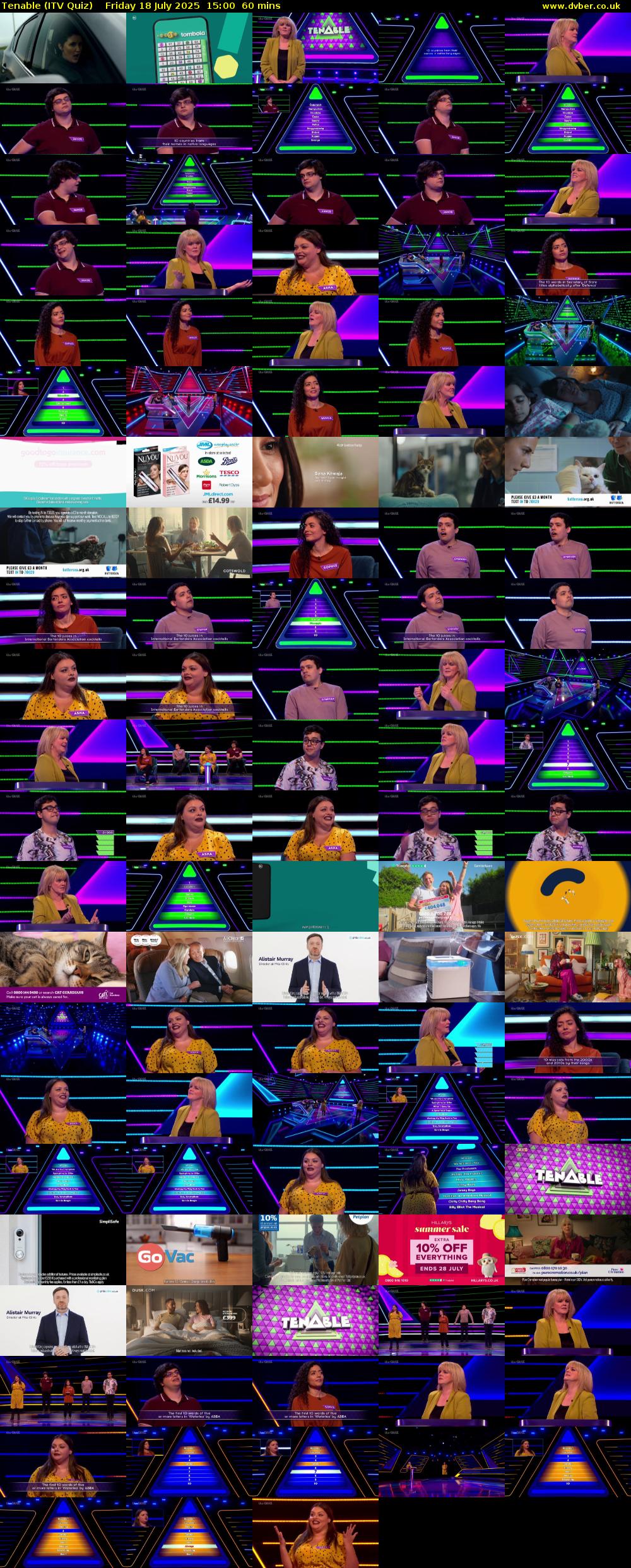 Tenable (ITV Quiz) Friday 18 July 2025 15:00 - 16:00
