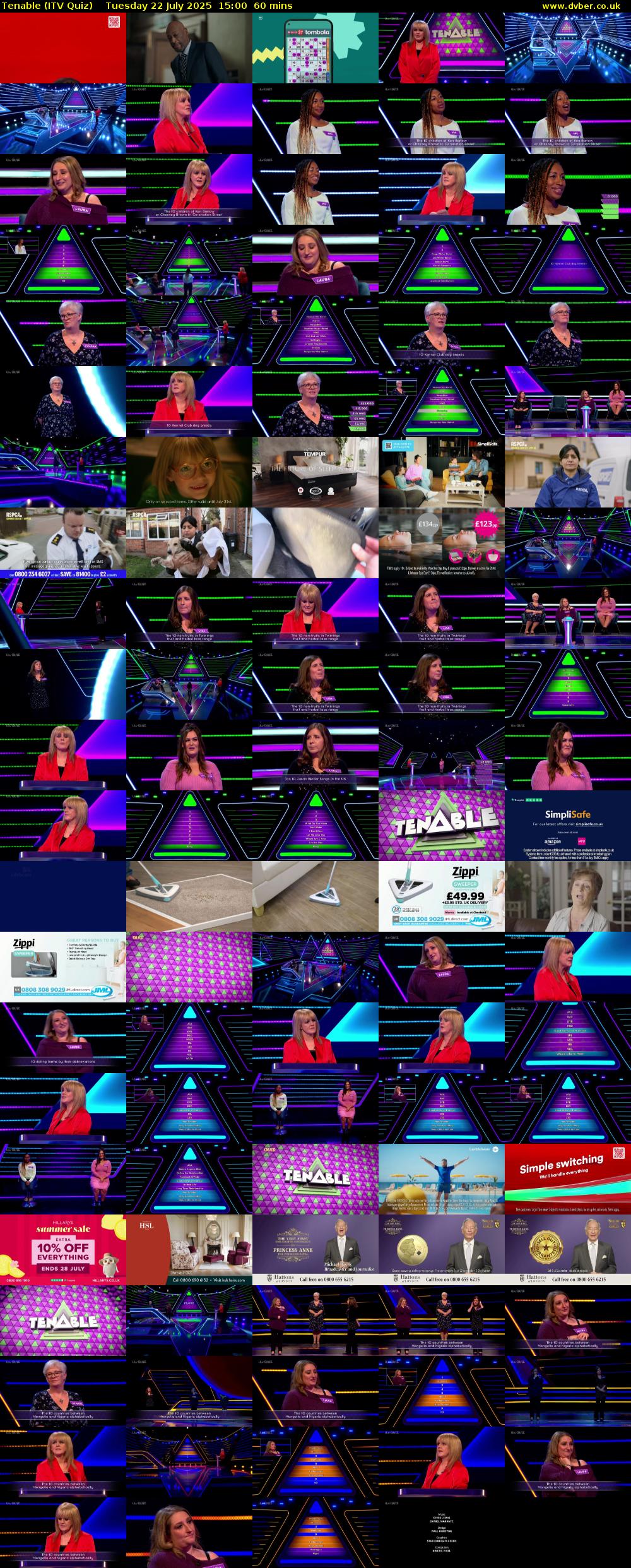 Tenable (ITV Quiz) Tuesday 22 July 2025 15:00 - 16:00