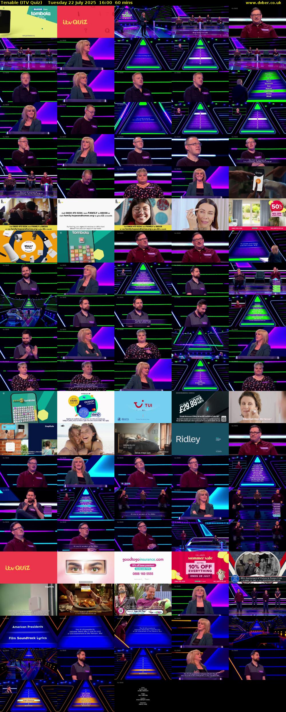 Tenable (ITV Quiz) Tuesday 22 July 2025 16:00 - 17:00