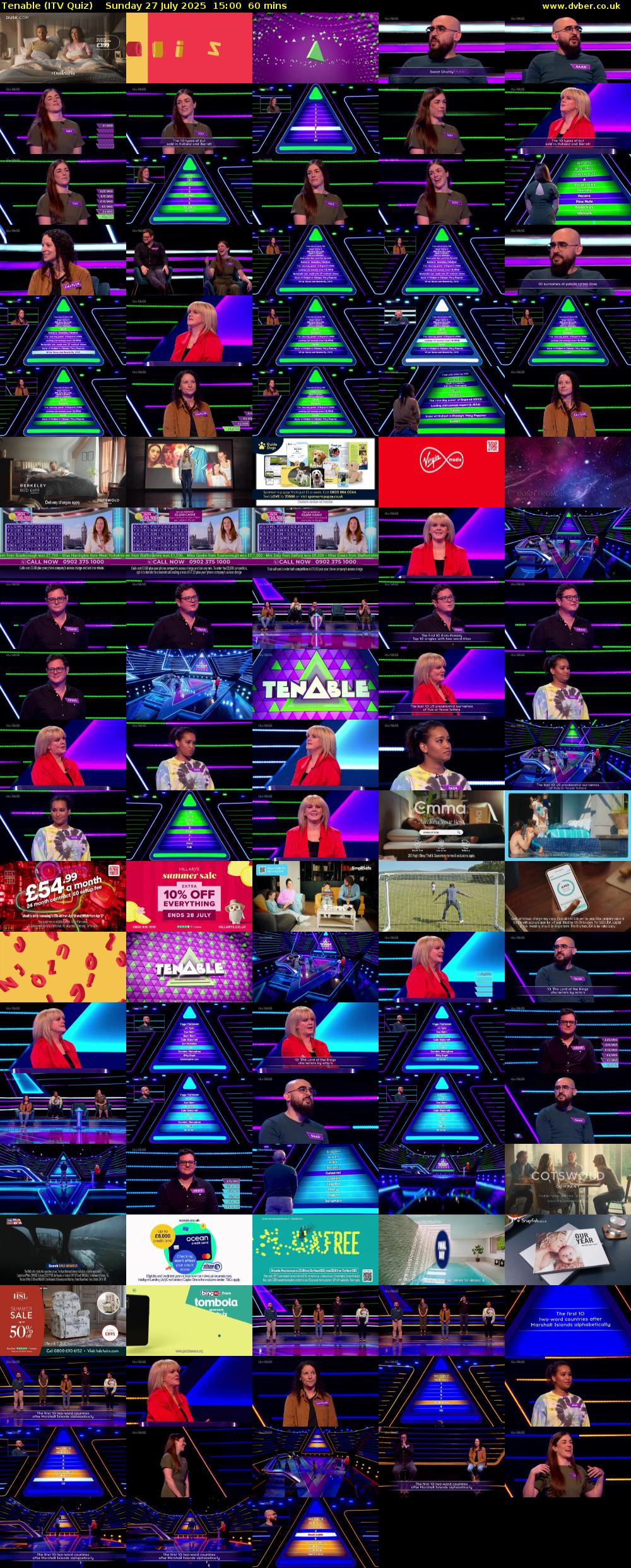 Tenable (ITV Quiz) Sunday 27 July 2025 15:00 - 16:00