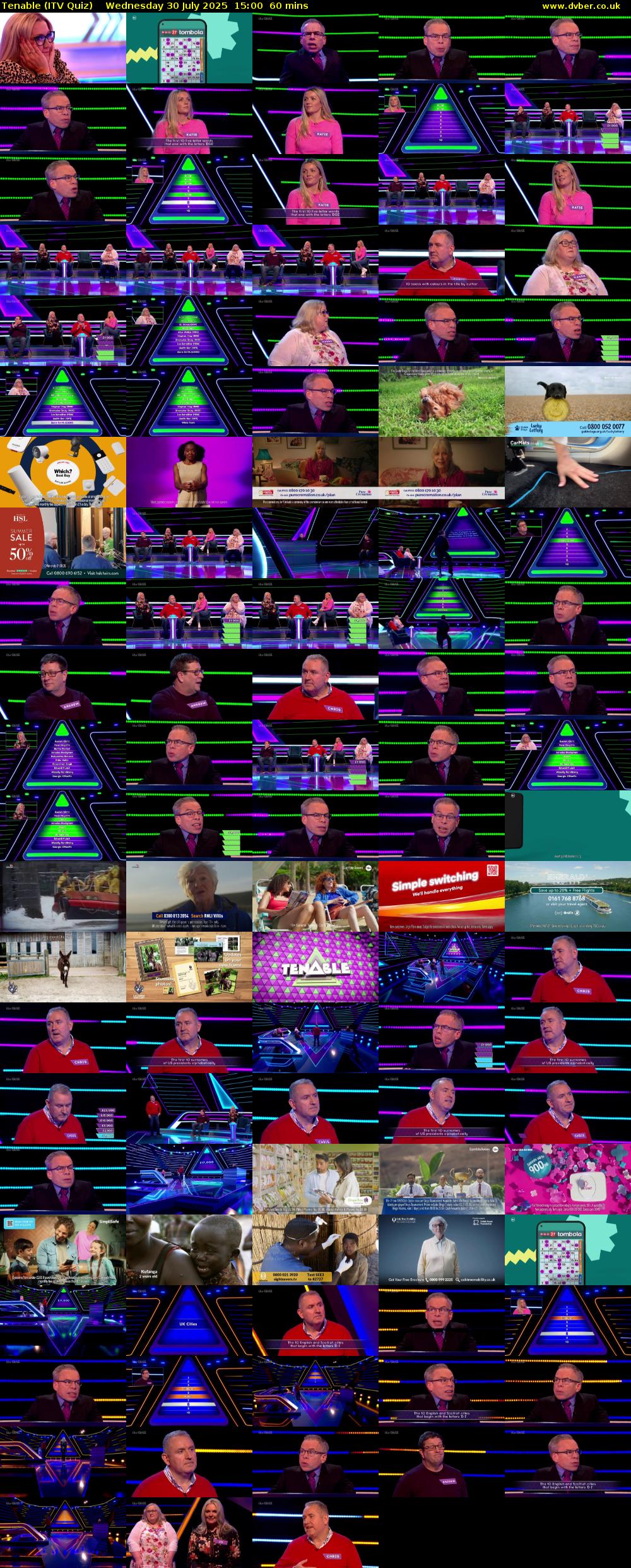 Tenable (ITV Quiz) Wednesday 30 July 2025 15:00 - 16:00